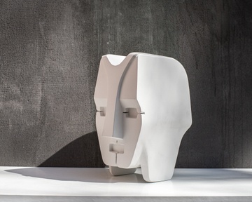 Bauhaus Style Sculpture White Head, White