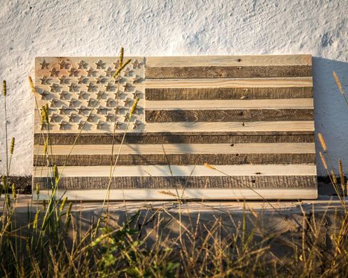 Wall Art // Large American Flag carved in wood // Wall Hanging // by Atelier Article, Beige