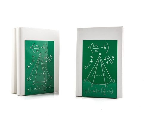 Unique design metal bookends «Mathematics» by Atelier Article, Green