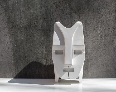 Bauhaus Style Sculpture White Head, White