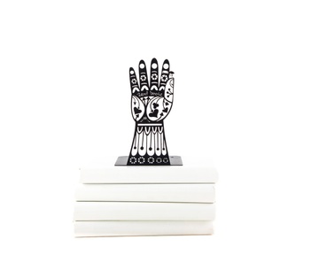 Metal bookend Hamsa // Decorative and Artistic functional decor for Shelf // by Atelier Article, Black