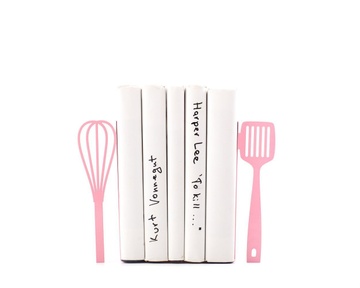 Unique metal Kitchen Bookends «Spatula and whisk» pink edition by Atelier Article, Pink