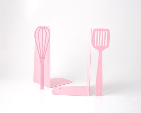 Unique metal Kitchen Bookends «Spatula and whisk» pink edition by Atelier Article, Pink