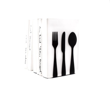 Metal Kitchen bookends «Silverware» black color by Atelier Article, Black