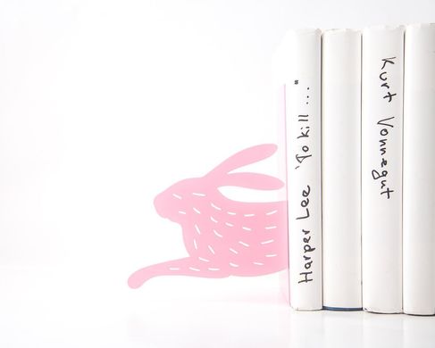 Metal bookends / Hare on the run with stripes / by Atelier Article, Pink
