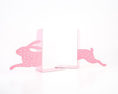 Metal bookends / Hare on the run with stripes / by Atelier Article, Pink