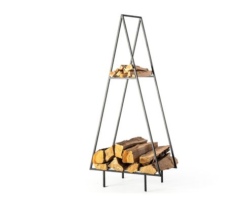 Log holder // Spruce // with a kindling shelf // by Atelier Article, Black