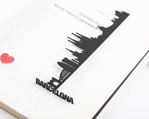 Metal bookmark Cityscape Barcelona, Black