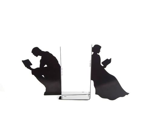 Metal Bookends "Everybody reads" by Atelier Article, Black