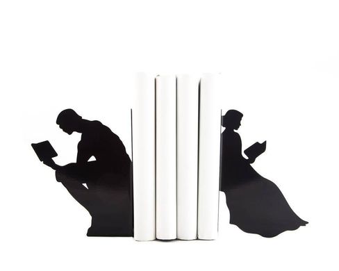 Metal Bookends "Everybody reads" by Atelier Article, Black