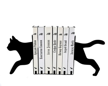 Metal Bookends "Running Cat" functional decor by Atelier Article, Black