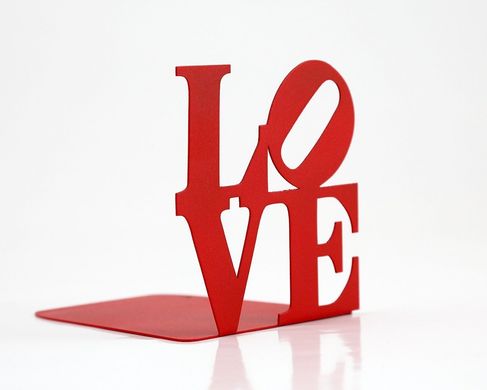 One Bookend "Love" functional metal decor for modern home, Red