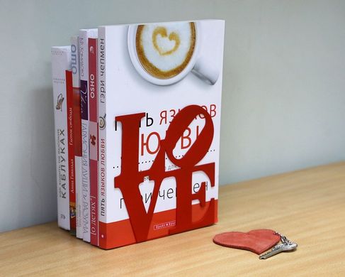 One Bookend "Love" functional metal decor for modern home, Red