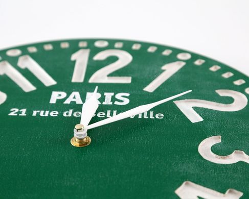 Wooden handmade wall clock "Paris" by Atelier Article, Green