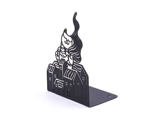 Metal bookends Sleppy Cat on a Roof, Black