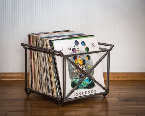 LP storage crate / Present for vinyl collector / container with side handles