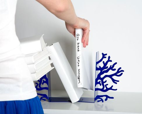 Unique Metal Sea themed Bookends «Corals» Dark Blue edition by Atelier Article, Navy