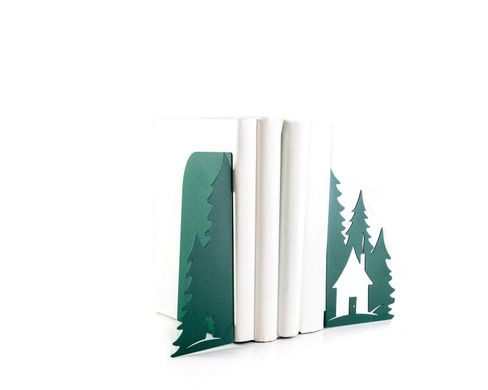 Metal bookends «A Hut in the woods» Green edition ин Atelier Article, Green