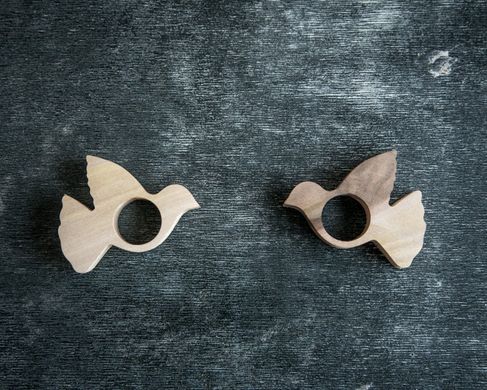 handmade wooden napkin rings Pigeons. Set of 4. Made in Ukraine by Atelier Article.