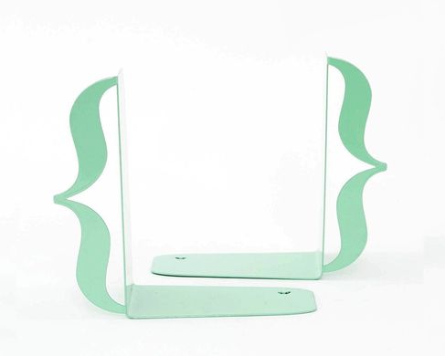 Unique design metal bookends «Brackets» mint edition by Atelier Article, Green