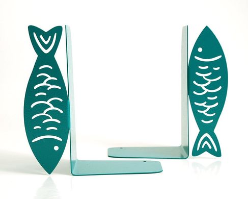 Unique metal kitchen Bookends «Fish» by Atelier Article, Blue