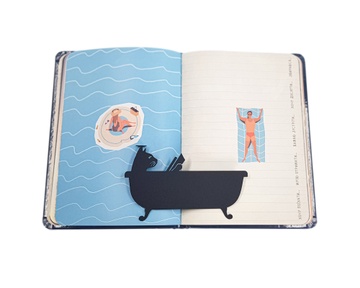 Metal bookmark // Bathtub Reading Cat, Black