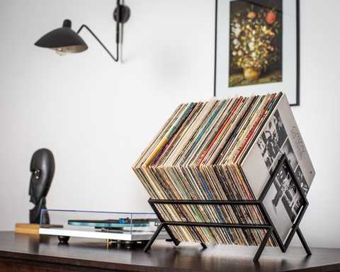 MODERN VINYL Record Holder - Matte Black Metal - 80-100 LP Storage -  Simple, Quick Assembly - Vinyl Display, Storage - High-End Design -  Protects Vinyl - Organize Albums - Book, Magazine
