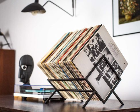 Premium quality modern LP record stand., Black