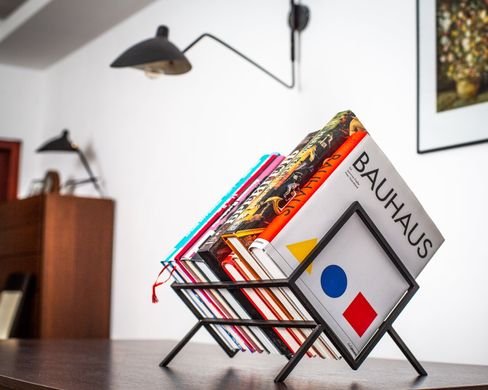 Modern LP record storage // Records stand // Display for vinyls , Black