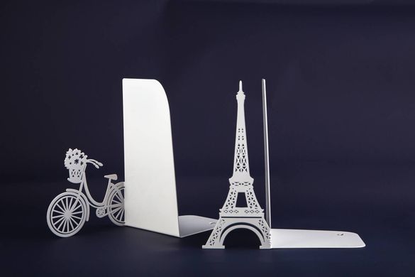 Unique Metal Bookends «Oh, Paris» by Atelier Article, White