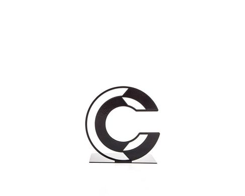 One metal bookend C -Letters are beautiful- alphabet series by Atelier Article, Black