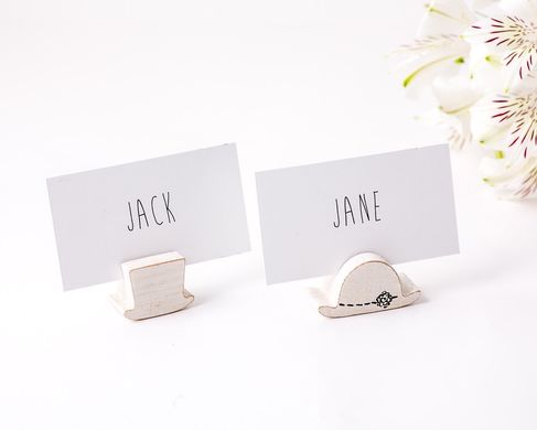 Rustic Place or business card holder SET of 30 by Atelier Article, White