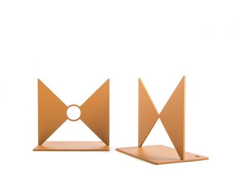 Metal Bookends "Butterflies" gift for a reading Bauhaus design lover by Atelier Article, Golden