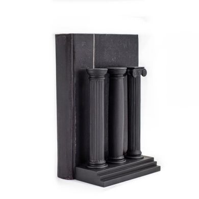 Architectural Bookends "Three Columns", White, Pair of Bookends