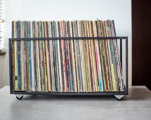 LP storage album crate // container holds up to 100 records, Black