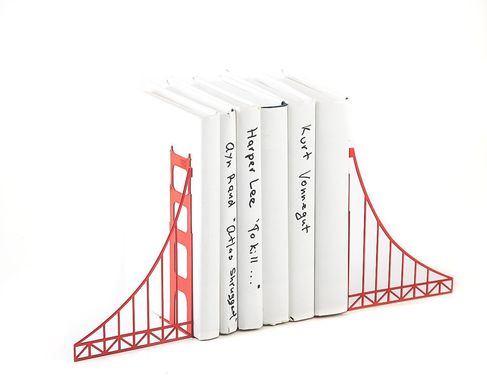 Metal Bookends / Golden Gate Bridge Functional shelf decor / by Atelier Article, Red