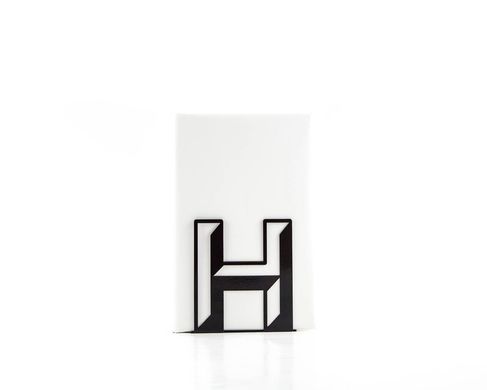 One metal bookend H -Letters are beautiful- alphabet series by Atelier Article, Black