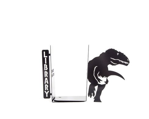 Metal Bookends "Dinosaurs didn't read Now they are extinct" by Atelier Article, Black