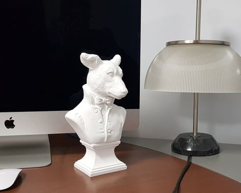 Dog Bust Sculpture, White