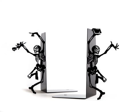 Metal bookends "Dancing Skeletons" by Atelier Article, Black