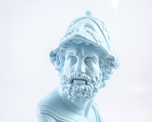 Mennelaus King of Sparta Ceramic Plaster Bust Statue Aquamarine by Atelier Article
