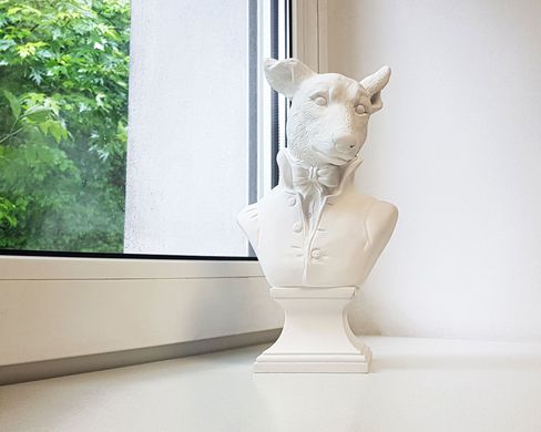 Dog Bust Sculpture, White