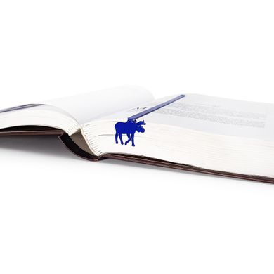 Blue metal bookmark Norwegian Moose