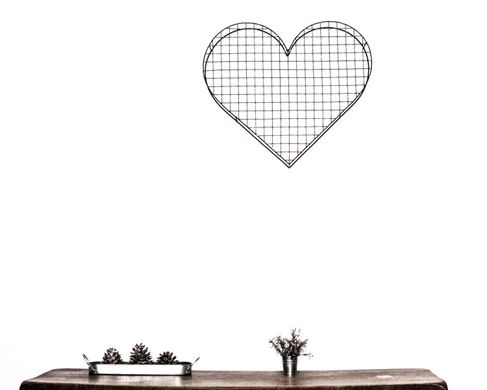 Metal wall decor Mesh Heart handmade by Atelier Article, Dark gray