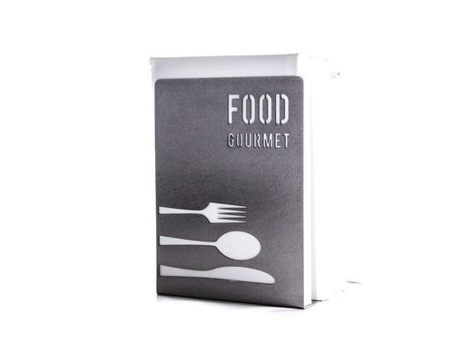 Metal kitchen bookend // Food Gourmet // modern functional shelf decor by Atelier Article, Dark gray