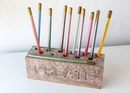 Pencil holder // Desk organizer for pencils, brushes and pens // Create // by Atelier Article, Brown