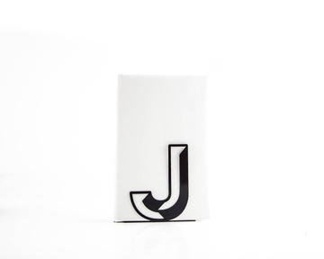 One metal bookend J -Letters are beautiful- alphabet series by Atelier Article, Black