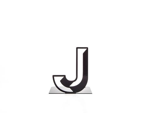 One metal bookend J -Letters are beautiful- alphabet series by Atelier Article, Black