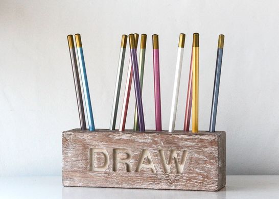 Pencil holder // Desk organizer for pencils, brushes and pens // by Atelier Article, Beige