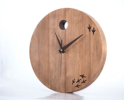 Wooden Clock unique Handmade // The bird has left the clock // by Atelier Article, Brown